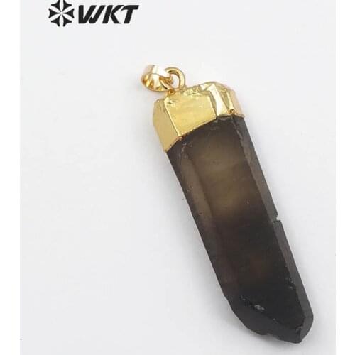 WT-P740 Wholesale Natural Quartz Crystal smoky stone pendant with black Stone pendant Charm Pendants Lady Girl for jewelry