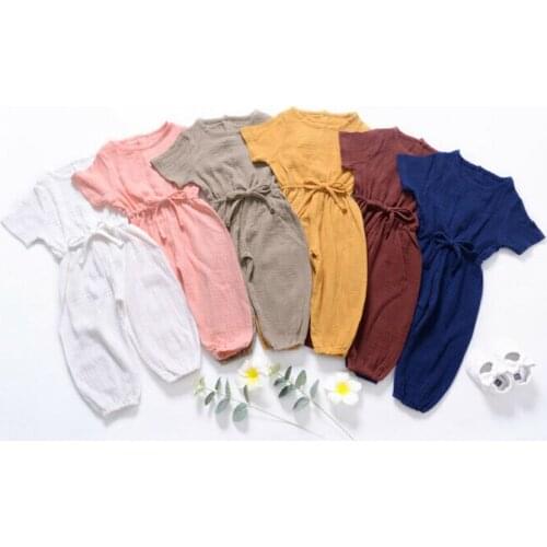 0-3Y Summer Causal Baby Girl Boys Newborn Romper Clothes Cotton Short Sleeve Solid Jumpsuit Summer 6 Colors