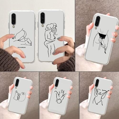 Minimalist Line Sexy Couple Phone Case Transparent For Samsung Galaxy A 3 5 7 8 10 20 21 30 40 50 51 70 71 E S 2016 2018 4G