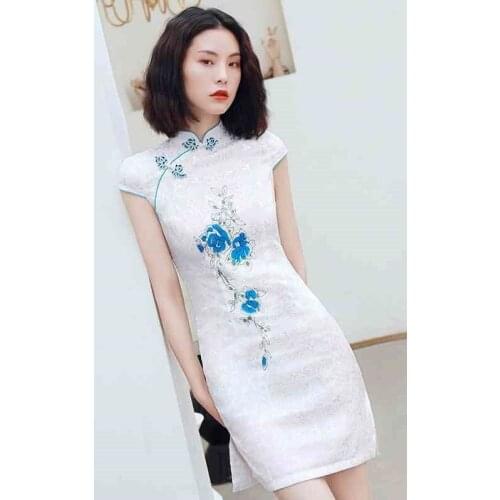Qipao Vietnam Clothing Elegant Chinese Dresses Short Chinese Style Dress Cheongsam Oriental Dress Ao Dai Dress FF2775