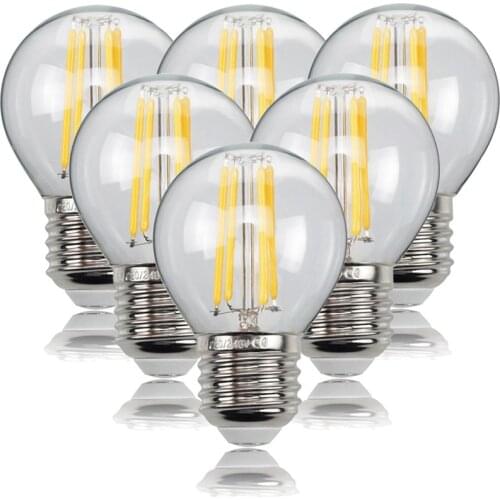 Retro 4W 6W LED Bulbs E26 E27 Base 110V 220V Warmwhite 2700K Beautiful Bulbs 6cps one set