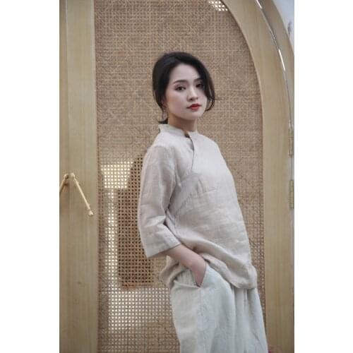 2020 Ramie Chinese style shirt -04