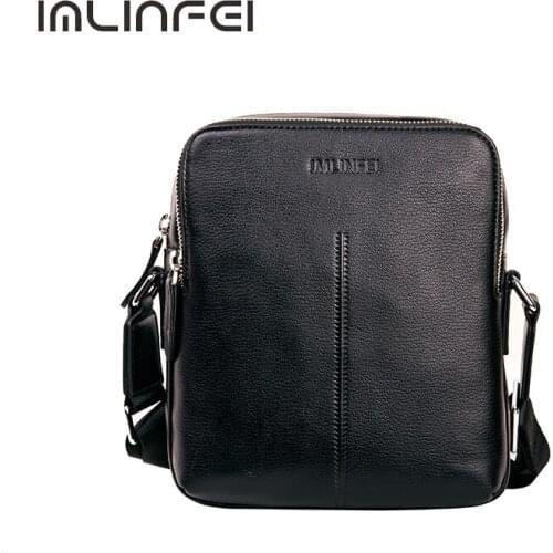IMLINFEI Genuine Leather Bag for Men Single Shoulder Bag Business Casual Men Bag Small Square Bag Men Crossbody Bag