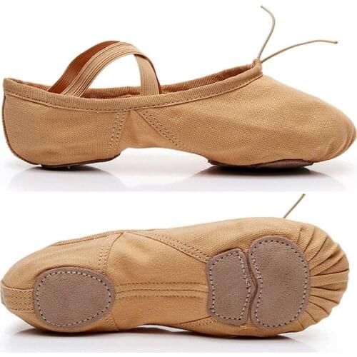 USHINE Quality Black Wear-Resistant Non-slip Elastic Canvas Training Breathable scarpe da ballo donna Ballet Dance Shoes Woman