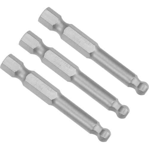 Uxcell 3 Pcs H5 (5mm) Ball End Screwdriver Bits S2 Steel Magnetic 2 Inch Long Drill Bit with 1/4 Inch Hex Shank for Drill