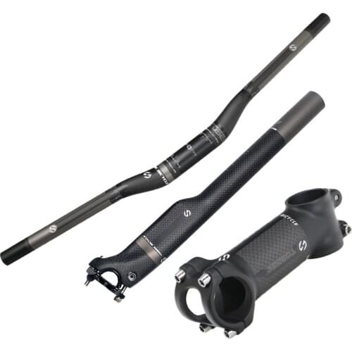TOSEEK 3K Carbon Fibre MTB Handlebar Sets Lightweight Bike Handlebar Seatpost Stem Set Bike Parts