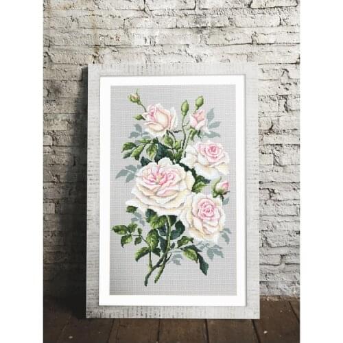 Embroidery Needlework Crafts 14CT Unprinted DIY Quality Cross Stitch Kits Handmade Arts Pink rose,Rose flower Home Decor