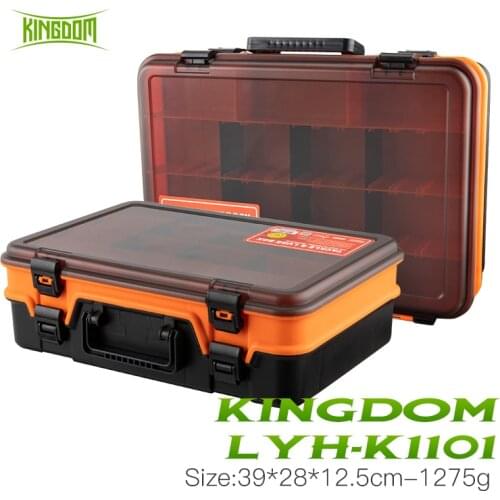 Kingdom Fishing Tackle Boxes Large Capacity High Strength Double Layer Multifunctional Portable Reel Line Lure Tool Storage Box
