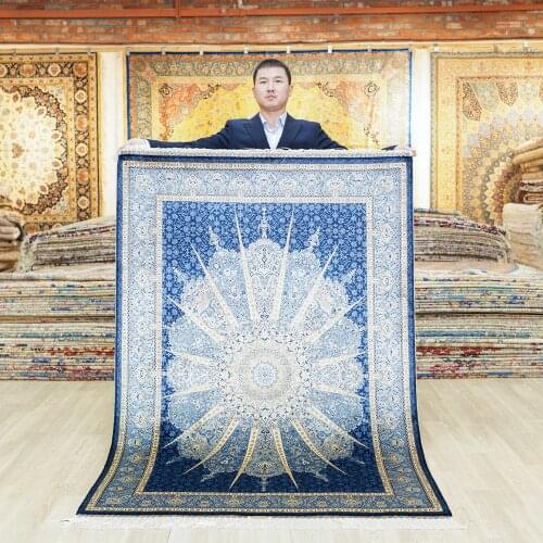 YILONG 4'x6' Oriental silk carpet traditional pure hand knotted turkish silk rug (YWX160A)