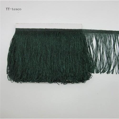 YY-tesco 1Yards 15cm Wide green Lace Fringe Trim Tassel Fringe Trimming For Latin Dress Stage Clothes Accessorie Lace Ribbon