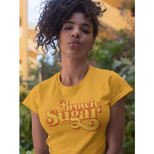 Women Brown Sugar T-Shirt Black Pride Shirt Melanin Black Queen Shirt Afro Girl Tees Vintage Graphic Tees Casual Tops