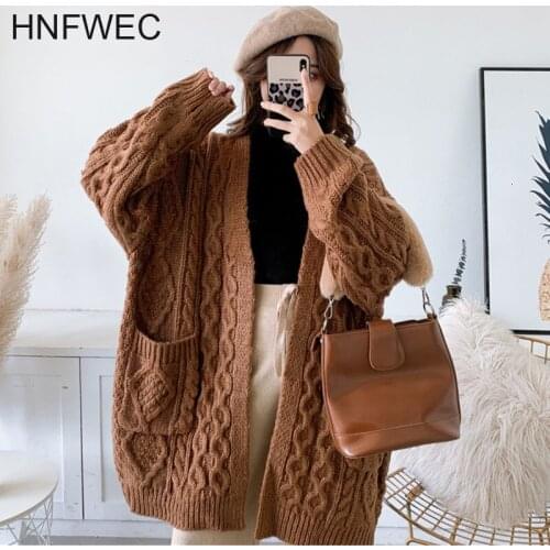 2020 new spring solid color Mid-length knit Mohair sweater women streetwear loose casual O-Neck cardigan Tops Y830