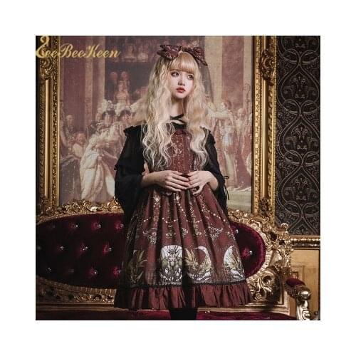 Gothic Lolita Adult Red/Black Lolita Women Gorgeous Lolita JSK Dress Anime Lolita Dress Girls Halloween Moon Cosplay Costume