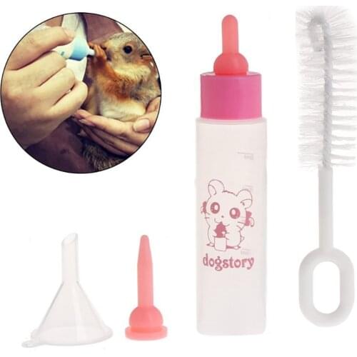 1 Set Pet Milk Bottle 30ml Silicone Nipple Small Animal Feeding With Brush Funnel Water Milk Feeder for Rabbit Hamster