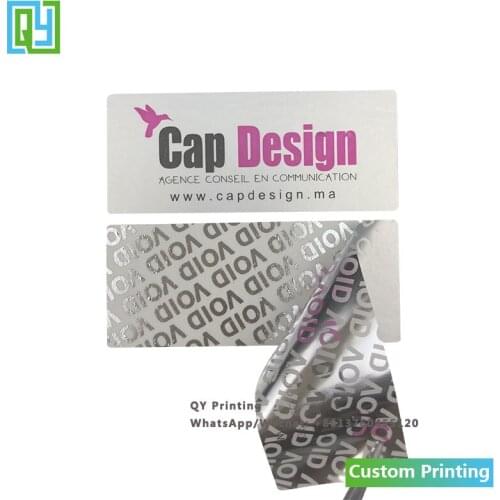 1000pcs 60x25mm Free Shipping Custom Torn Invalid Security Label Warranty Sticker Void If Tampered Silver Void Open Lids Seal