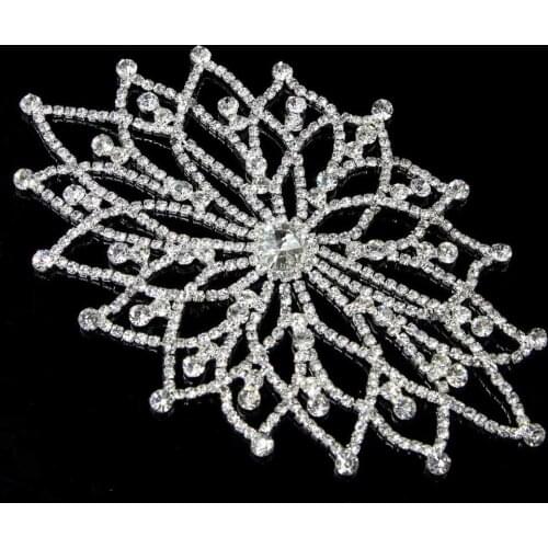 20Pcs Crystal Rhinestones Beaded Applique Patches Silver Golden Wedding Bridal Belts Bridal Headpiece DIY Crafts