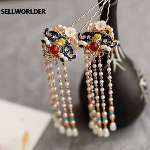 2021 Chinese Style Women Vintage accessories Pearl Hair Sticks Jewelry