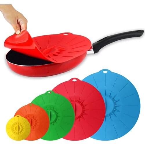 3/5Pcs Kitchen Silicone Bowl Cover Reusable Cooking Pot Lid Microwave Suction Lids Silicone Wrap Cookware Baking Accessories