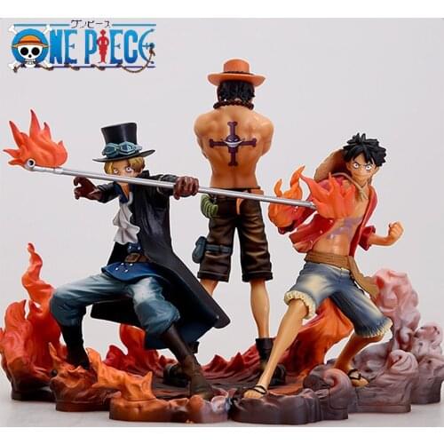 New 3PCS Anime Figurine Monkey D Luffy Ace Sabo Three Brothers Set PVC Action Figure Collection Model Toys doll Portgas·D· Ace