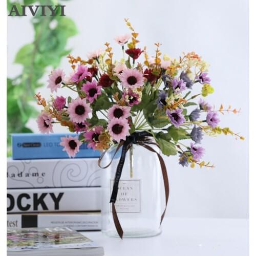 7 Fork Small Sunflower Artificial Flower Silk Flower Fake Flower Small Bunch Flower Party Wedding Decoration Small Sun Flower