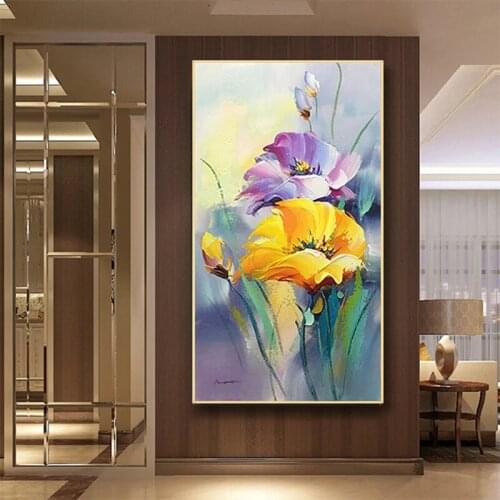 Flowers Abstract Oil Painting Modern Hand-painted Wall Art Living Room Picture Home Decoration Painting No Frame