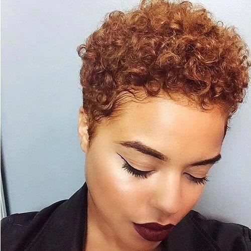 Afro Kinky Curly Hair Wig Short Pixie Cut Wigs For Black Women Short Natural Full Machine Wigs For Party Dance Cosplay Wigs