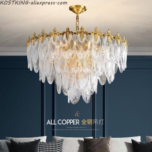 American Creative LED chandelier lighting Copper Luxury dining living room hanging lamp Postmodern bedroom villa home fixtures