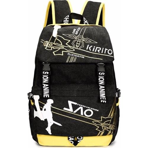 Anime Cos Tokyo Ghoul, Sword Art Online, Gintama, Fleet Cartoon Print Wear-Resistant Canvas Backpack
