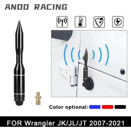 5.7inch Car Bullet Antenna Mast With M8*1.5 Accessories For Jeep Wrangler JK/JL/JT 2007-2021 145mm Black Auto Antenna