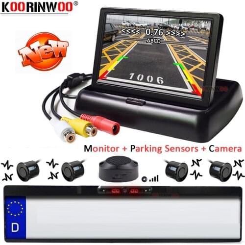 Koorinwoo European License Frame Camera Automotive car sound Re Camera With Parking Sensor Wireless Rear view Parking Assistance