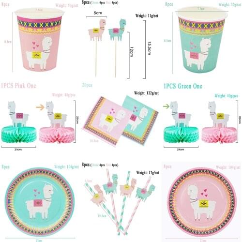 Baby Shower Cartoon Sheep Animal Llama Birthday Party Decoration Pinata Alpaca Theme Disposable Tableware Party Supplies