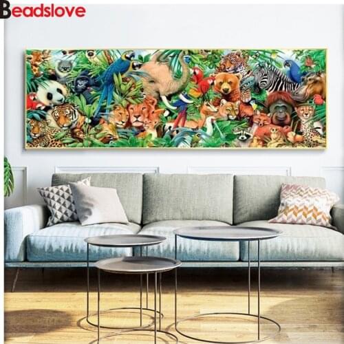 Large DIY Diamond Painting Panorama jungle animal world Full square round Rhinestone Mosaic 5D Diamond Embroidery Kits