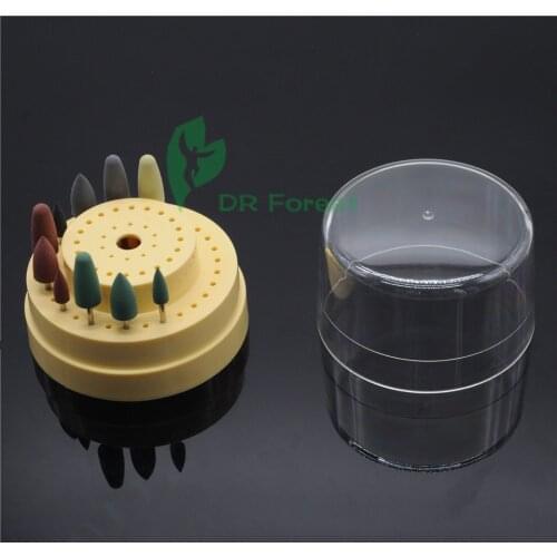 Dental Combo 1 Bur CASE Holder (60 Holes) And 10Pcs Silicone Rubber polishers Diamond
