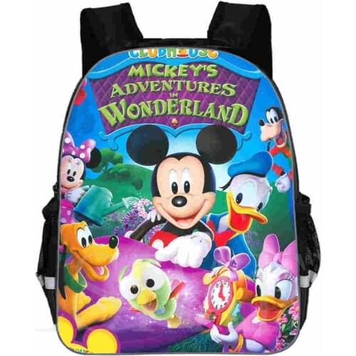 Disney Mickey Minnie Mouse Children Kindergarten Backpack Child Primary Schoolbag Bookbag Kids Start School Gift 11-18 inch