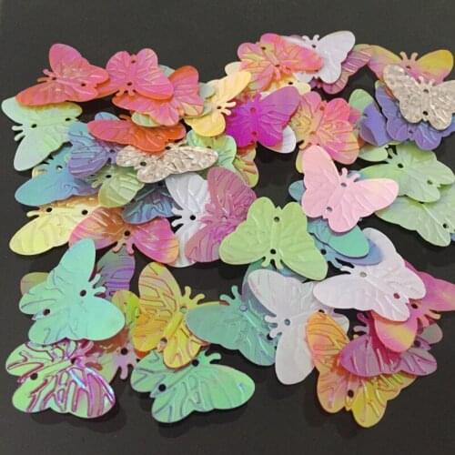 DIY 120pcs 22mm*18mm mixed color sparkling butterfly party wedding decoration patches for clothing -C42A