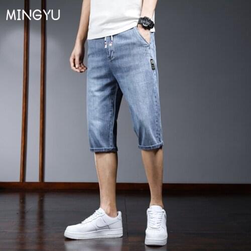 Mingyu Brand Summer New Mens Denim Shorts Classic Black Blue Thin Section Fashion Slim Business Casual Jeans Shorts Male 28-38