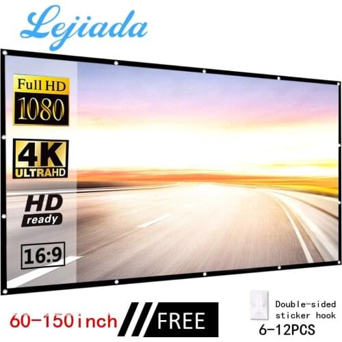 LEJIADA 30 60 72 84 92 100 120 150 Inch Simple Folding Screen Portable Home Outdoor KTV Office 3d HD Proyector Projection Screen