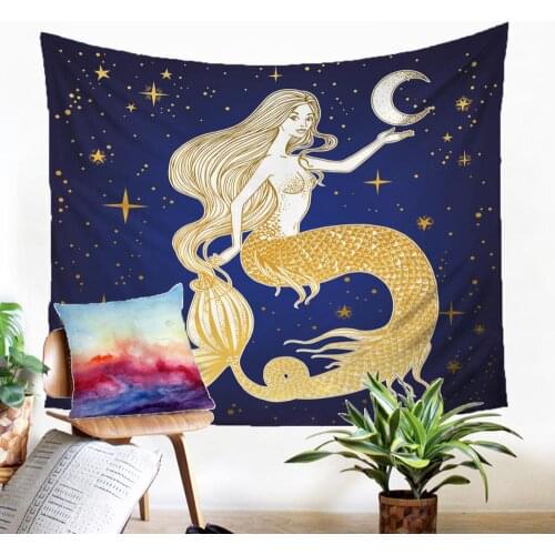 Fabic Wall Tapestry Beauteous Macrame Panel Mermaid Design Gobelin High Quality Home Textiles Wall Papers Home Decor