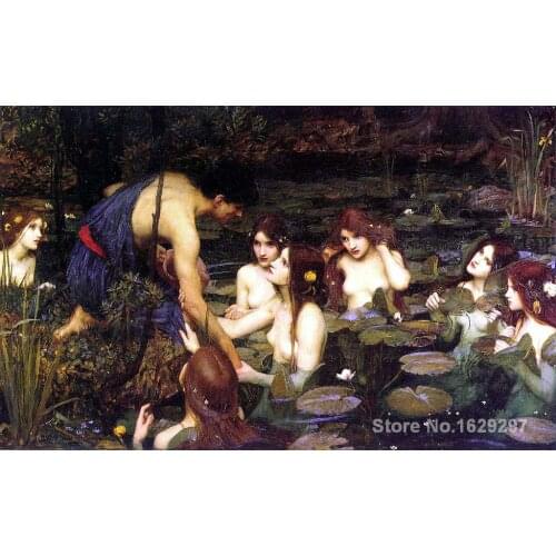Hylas and the Nymphs by John William Waterhouse Canvas art Painting High quality Hand painted