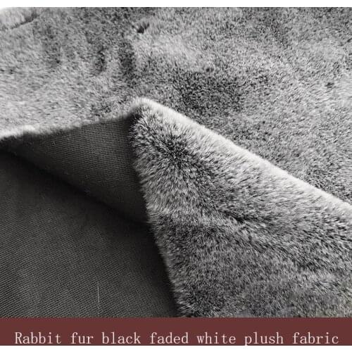 Warp-knitted bunny fur, bunny mink black faded white plush fabric