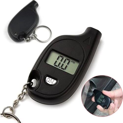 Mini Keychain Style Tire Gauge Digital Lcd Display Car Tire Air Pressure Tester Meter Auto Car Motorcycle Tire Safety Alarm