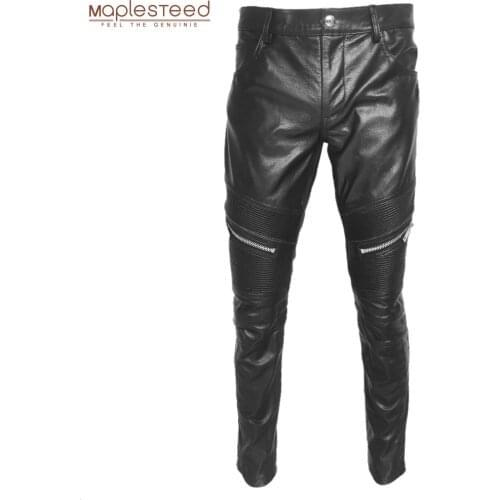 Motorcycle Biker Pant Men Leather Pants Soft 100% Goatskin Imitation Deerskin Mens Moto Trousers Spring Autumn 4XL M521