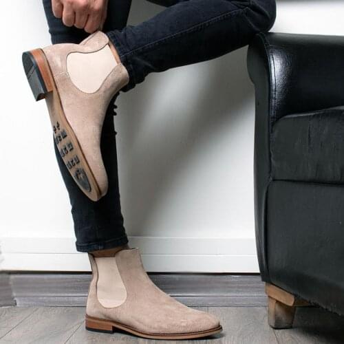 IBAY TITIAN mens beige color genuine suede leather boots