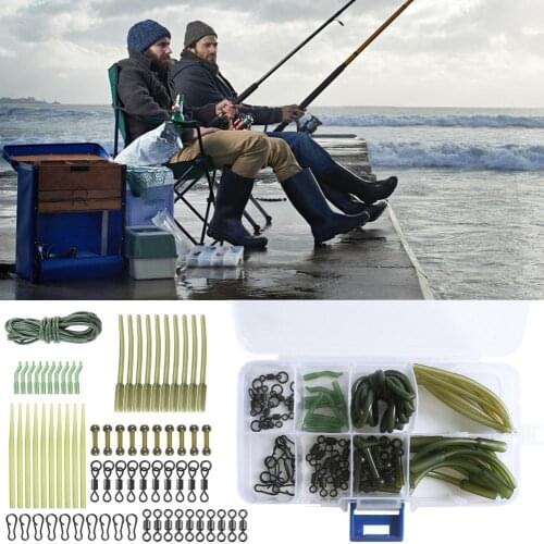 72Pcs/Set Fishing Hose Set Multifunctional Reusable with Beads Pins Swivels Anti Sleeves Hook Stop Beads Tools Set Carp Supplies