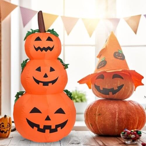 Inflatable Pumpkin Spooky Lighted Doll Halloween Holiday Props Lighted Balloon Pumpkin Air Ball Inflatable Toy Garden Yard Decor