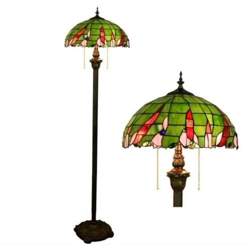 Tiffany Green Led Foyer Floor Lamp Pastoral European Apartment Sofa Corner Lamp Vintage Country Reading Floor Light 1249