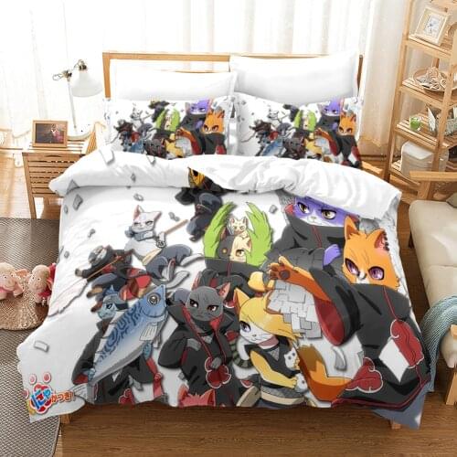 NARU Uzumaki Uchiha Sasuke 3D Printed Bedding Set Hatake Kakashi Duvet Cover King Queen Full Twin Size for Bedroom Decor