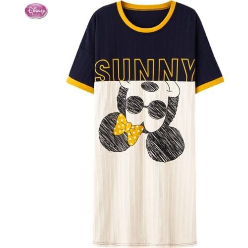 2021 Summer Women Mickey Mouse Nightgowns and Sleepshirts Sleepwear Cute Sleep Shirt Cotton Night Dress Short Sleeve Nightwear