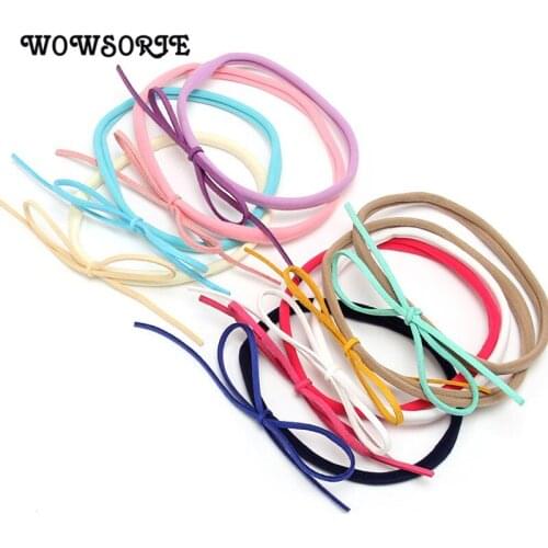 Wowsorie 2018 New Popular Seamless Flexible Ring DIY Bowknot Children Headband Nylon Hair Rope Elastic Girls Headbands 9 Colors