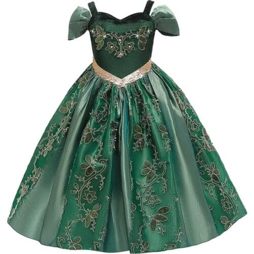 New Anna Princess Costume Fancy Dress Girls Cosplay Costume Party Girl Dress